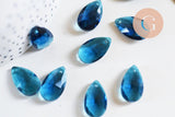 Pendentif goutte cristal facetté bleu 22mm, x1 (G6362)