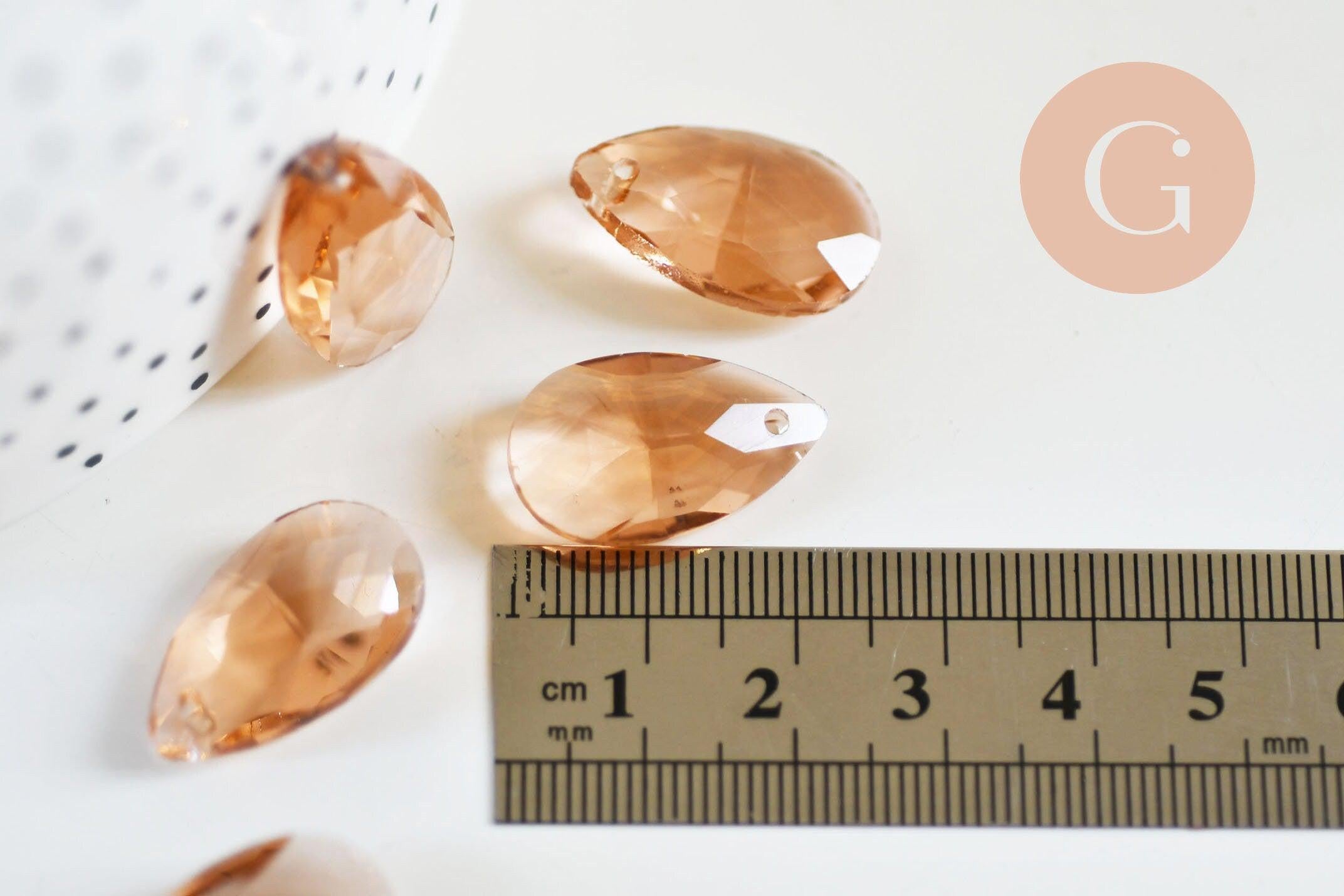 Pendentif goutte cristal facetté orange clair 22mm,pendentif cristal, x1 (G6363)