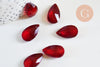 Pendentif goutte cristal facetté rouge 22mm,pendentif cristal, x1 (G6361)