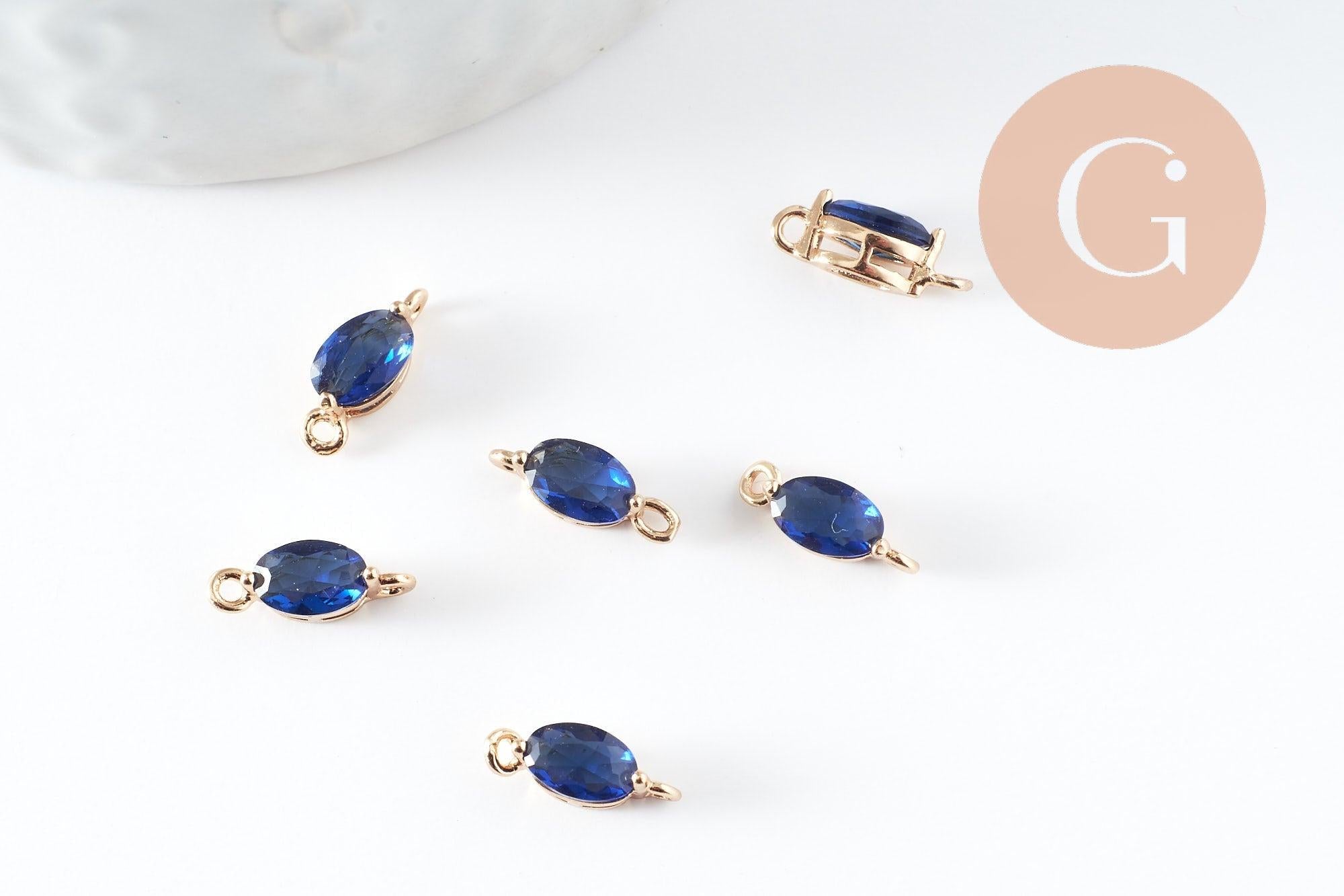 Pendentif goutte doré 24 carats zircon bleu,pendentif cristal, pendentif doré cristal, 11x4mm, x5 G3918