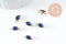 Pendentif goutte doré 24 carats zircon bleu,pendentif cristal, pendentif doré cristal, 11x4mm, x5 G3918