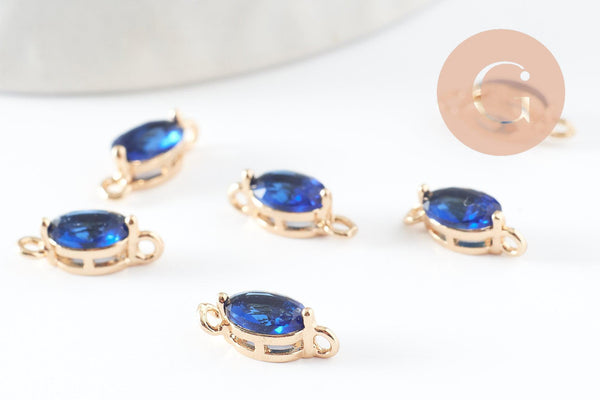 Pendentif goutte doré 24 carats zircon bleu,pendentif cristal, pendentif doré cristal, 11x4mm, x5 G3918