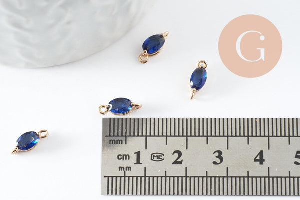 Pendentif goutte doré 24 carats zircon bleu,pendentif cristal, pendentif doré cristal, 11x4mm, x5 G3918