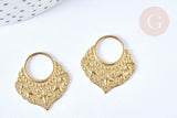 Pendentif goutte ethnique laiton brut 27mm, x2 (G6916)