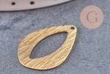 Pendentif goutte évidée laiton brut brossé 25.5mm, x2 (G10931)