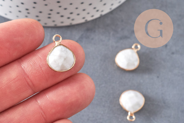 Pendentif goutte howlite blanche, fournitures créatives,pendentif bijoux,pendentif pierre,howlite naturelle,pendentif howlite,18mm-(G0978)