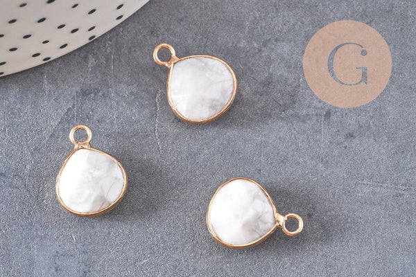 Pendentif goutte howlite blanche, fournitures créatives,pendentif bijoux,pendentif pierre,howlite naturelle,pendentif howlite,18mm-(G0978)