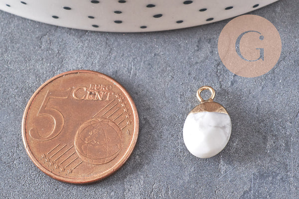 Pendentif goutte howlite blanche, pendentif bijoux,pendentif pierre,howlite naturelle,pendentif howlite,14mm, x 2,(G0080)