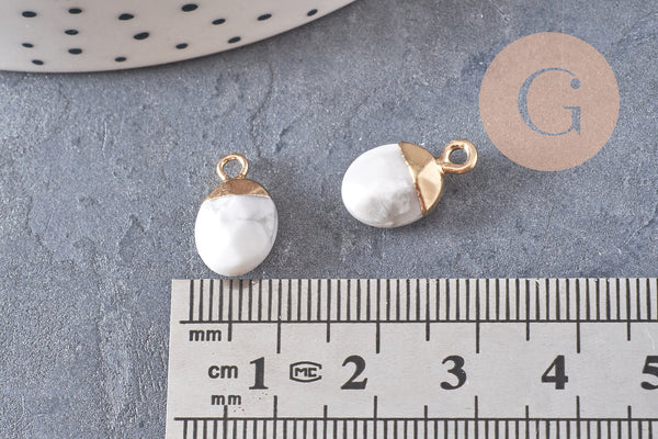 Pendentif goutte howlite blanche, pendentif bijoux,pendentif pierre,howlite naturelle,pendentif howlite,14mm, x 2,(G0080)
