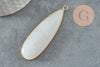 Pendentif goutte jade blanc doré 58mm, pendentif pendentif pierre naturelle, x1 G6289