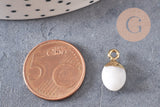 Pendentif goutte jade blanc naturel 14mm, x1 (G3721)