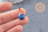 Pendentif goutte jade bleu foncé doré, fournitures créatives, pendentif pierre,jade naturel, jade bleu teinté,17-19mm, x1 G3716
