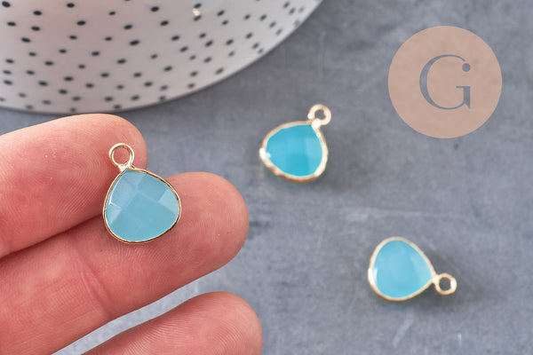 Pendentif goutte jade bleu, pendentif bijoux, pendentif jade,pendentif pierre,jade naturel, pendentif jade,18mm, x1 G0347