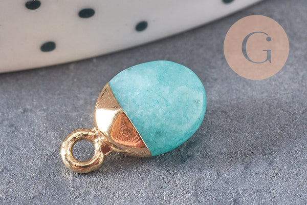 Pendentif goutte jade bleu,pendentif pierre,bijou pierre, jade bleu naturel,pendentif jade,14mm, x2 G0359