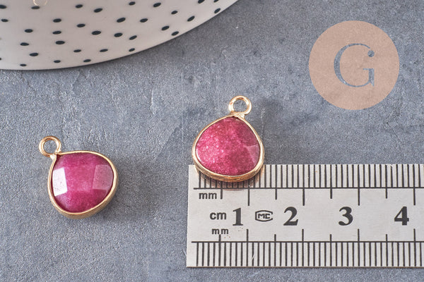 Pendentif goutte jade bordeau,pendentif bijoux, pendentif jade,pendentif pierre,jade naturel, pendentif jade, 18mm, x1 G3378