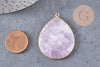 Pendentif goutte jade lilas, pendentif pierre, support doré, pierre naturelle, 17-19mm, x1 G3718