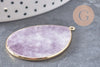 Pendentif goutte jade lilas, pendentif pierre, support doré, pierre naturelle, 17-19mm, x1 G3718