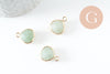 Pendentif goutte jade naturel vert laiton doré 18mm, x1 (G0979)