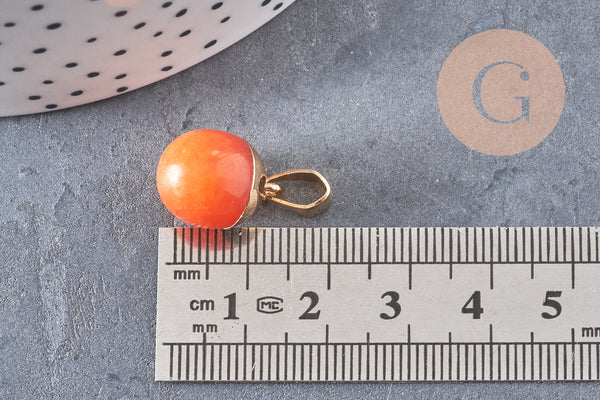 Pendentif goutte jade orange doré, fournitures créatives, pendentif pierre,jade naturel, jade jaune teinté,17-19mm, x1 G3367