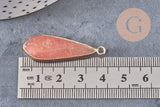 Pendentif goutte jade rose facettes doré 31mm, x1 (G1774)