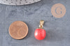 Pendentif goutte jade rouge doré, fournitures créatives, pendentif pierre,jade naturel, jade rouge teinté,17-19mm, x1 G3344