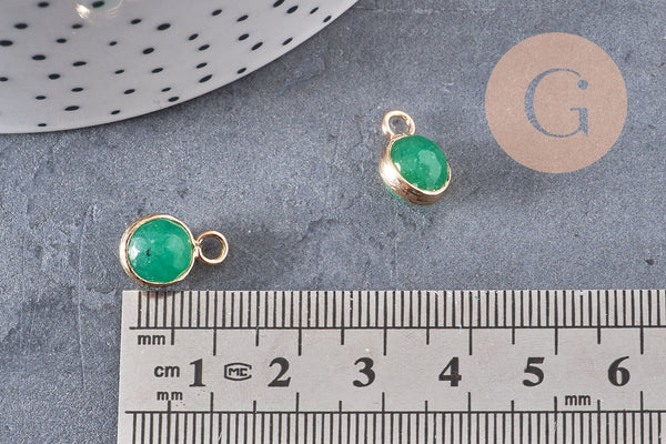 Pendentif goutte jade vert doré facettes,pendentif pierre,bijou pierre,pendentif pierre,jade vert naturel,pendentif jade,14mm,x2 ,G1614
