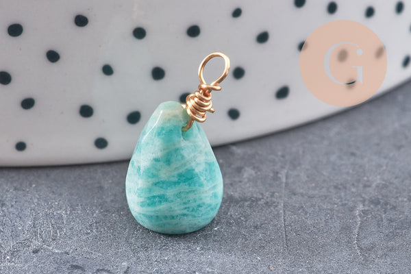 Pendentif goutte labradorite amazonite améthyste lapis naturel 16mm, x1 (G4439)