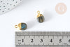 Pendentif goutte labradorite naturelle argent 925 doré 18K 9mm, x1, G7719