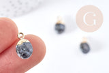 Pendentif goutte labradorite noire naturelle fer doré 14-15mm, x1 (G8697)