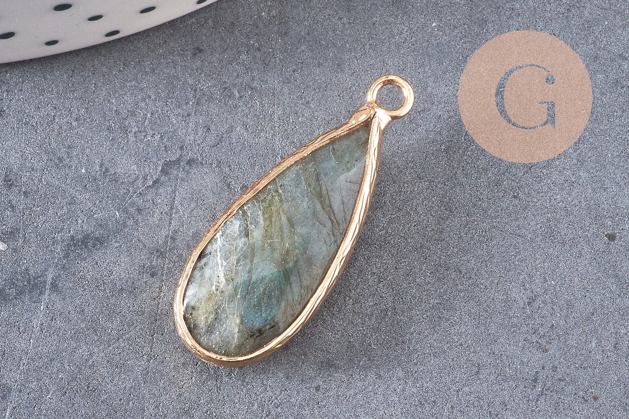 Pendentif goutte labradorite,creation bijou, Pendentif bijoux pierre, pierre naturelle,labradorite nature,création bijoux,32mm, x1 G5423