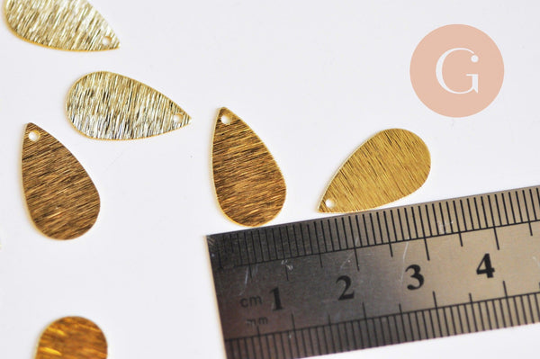 Pendentif goutte laiton brut brossé 18x10mm, x5 (G6324)