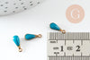 Pendentif goutte laiton brut émail bleu, laiton doré, pendentif goutte,création bijoux,11mm, x10 G0806