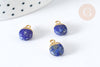 Pendentif goutte lapis lazulis naturel argent 925 doré 18K 20mm, x1 (G7722)