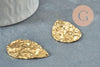 Pendentif goutte martelé laiton brut 33x23mm, breloques laiton brut sans nickel pour création bijoux géométrique, X2 (G3194)