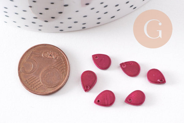 Pendentif goutte nacre naturelle bordeau naturelle 8mm, x10 (G0289)