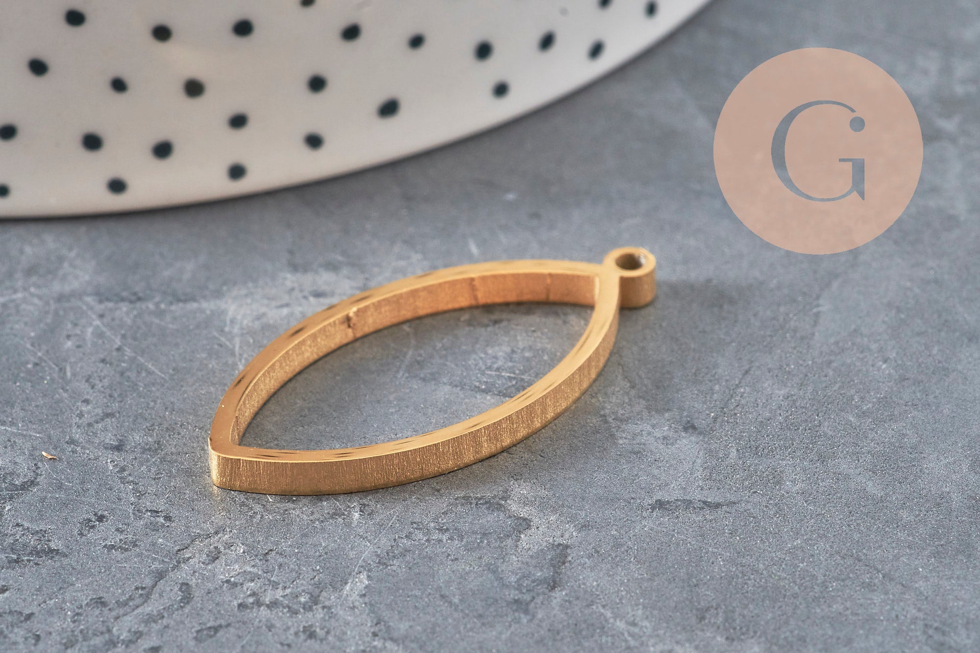 Oblong Teardrop Pendant, 304 Stainless Steel, IP Gold Plated, Open Back, 38mm, x1 (G11252)