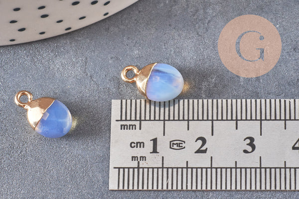 Pendentif goutte opalite fer doré 14mm, x2 (G0052)
