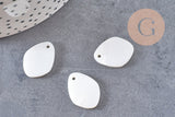 Pendentif goutte ovale nacre blanche 15mm naturelle, x 10 (G5902)