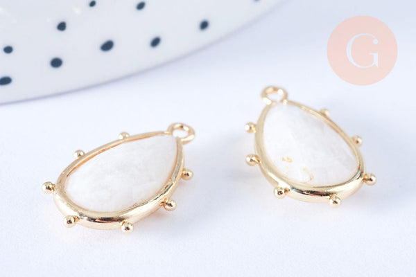 Pendentif goutte pierre de lune laiton doré 22.5mm,pendentif bijou pierre, pierre de lune naturelle, x1, G6649