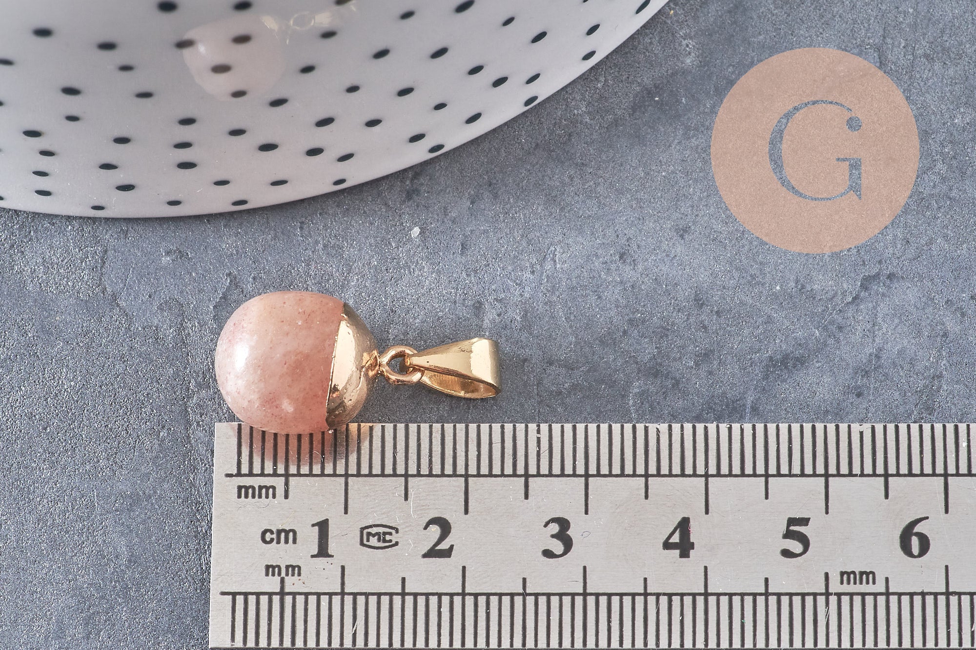 Pendentif goutte quartz fraise naturel 17-19mm, x1 (G3611)