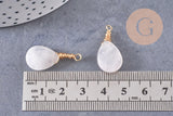 Pendentif goutte quartz rose naturelle facettes 25mm, pendentif pierre, x1 (G6241)