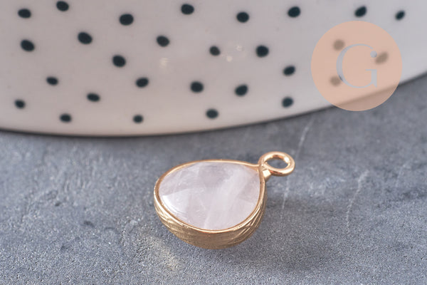Pendentif goutte quartz rose, pendentif bijoux, pendentif quartz,pendentif pierre,quartz naturel,quartz rose,23mm, x1 G1773