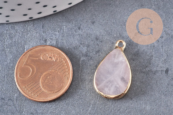 Pendentif goutte quartz rose,Pendentif pour bijoux, pendentif pierre, pierre naturelle, pendentif rose,quartz rose naturel,22mm,G3107
