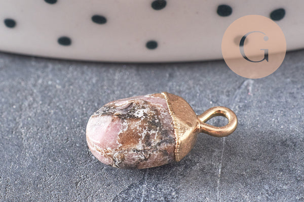 Pendentif goutte rhodonite,pendentif bijoux,pendentif pierre,quartz rose naturel,pendentif rhonodite,14mm, x2 (G10276)