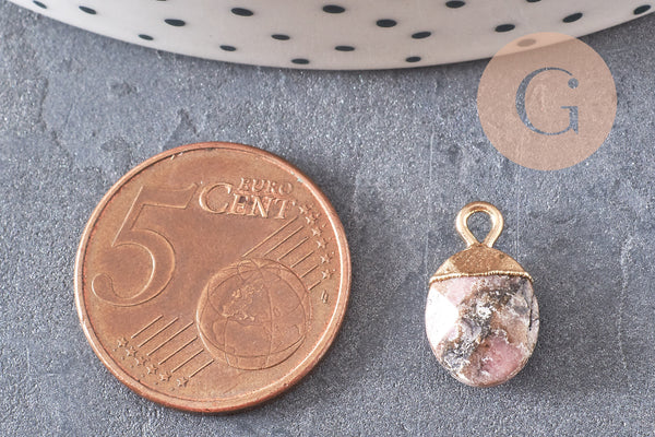 Pendentif goutte rhodonite,pendentif bijoux,pendentif pierre,quartz rose naturel,pendentif rhonodite,14mm, x2 (G10276)