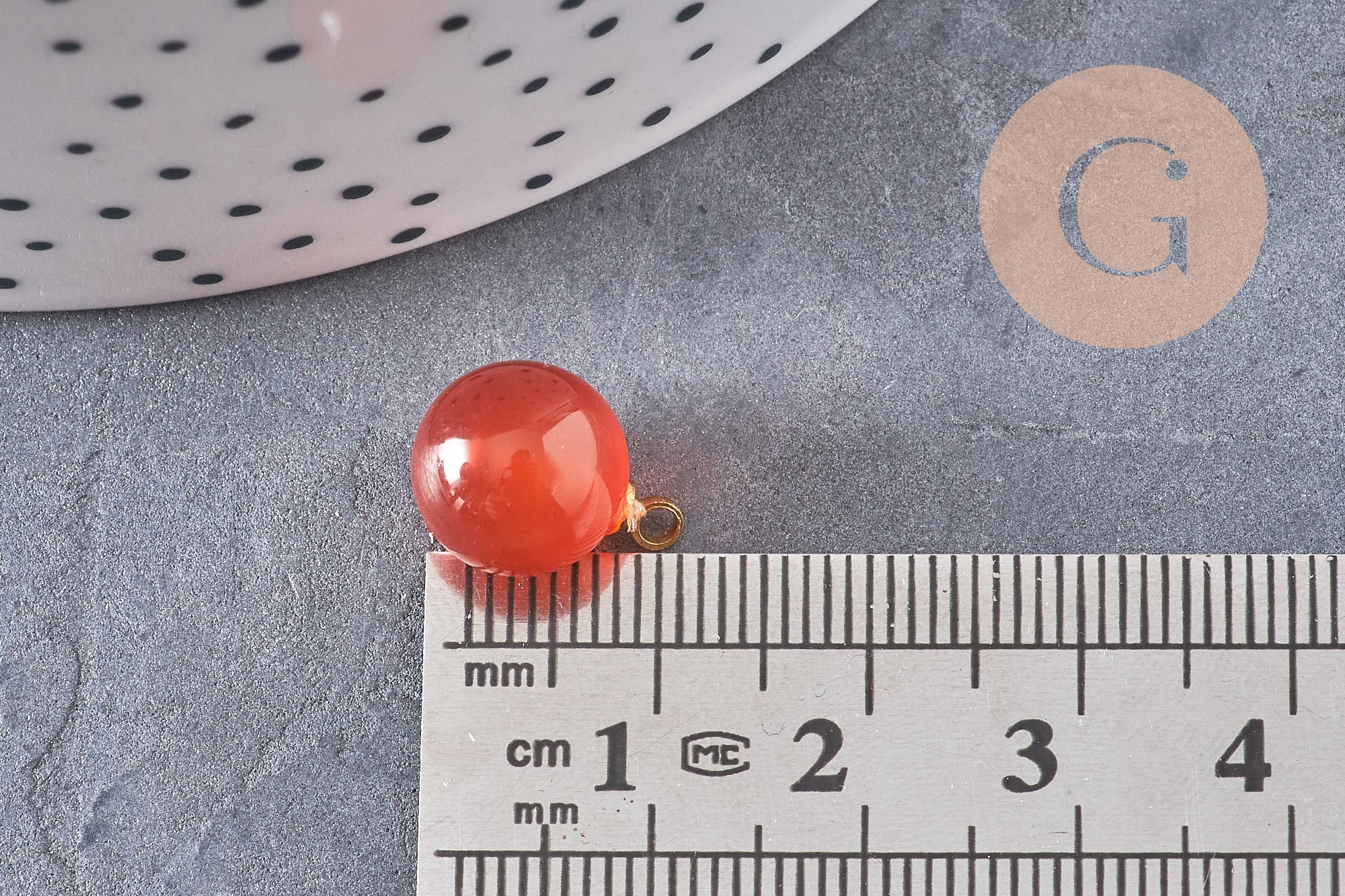 Pendentif goutte rond cornaline, support doré, création bijoux pierre naturelle, pendentif pierre naturelle, 14mm, x1, G4567