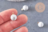 Pendentif goutte rond howlite naturelle, support doré, pendentif pierre naturelle, 14mm, x1 (G4703)