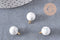 Pendentif goutte rond howlite naturelle, support doré, pendentif pierre naturelle, 14mm, x1 (G4703)