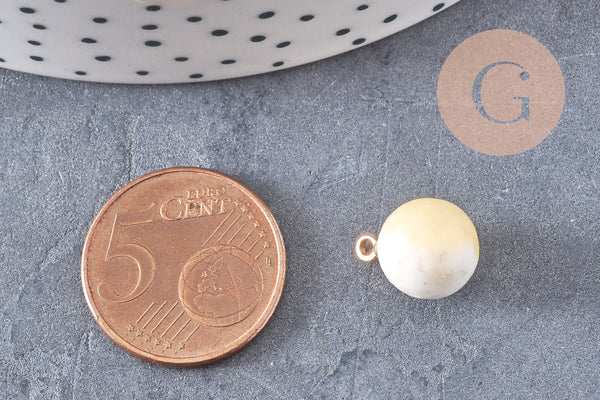 Pendentif goutte rond jade topaze naturel, support doré, création bijoux pierre naturelle, pendentif pierre naturelle, 14mm, x1, G4561