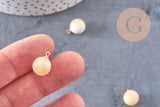 Pendentif goutte rond jade topaze naturel, support doré, création bijoux pierre naturelle, pendentif pierre naturelle, 14mm, x1, G4561